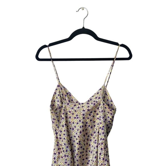 Zara Dress Mini Size S Floral Fairy Feminine Satin Y2K Yellow Purple Feminine - Picture 6 of 10